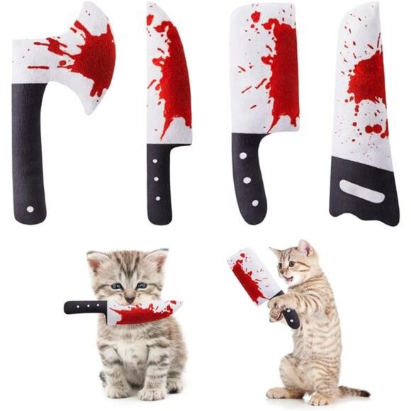 4Pcs Cat Toys, Horror Knife-Shaped Kitten Catnip Crinkly Sound Toys - Picture 1 of 7